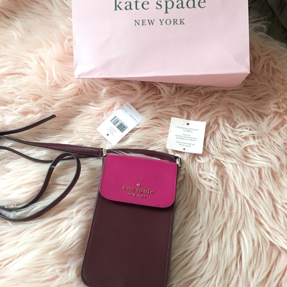 Kate Spade Flap Phone Crossbody Maroon/Pink